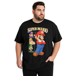 Super Mario Graphic T-Shirt Unisex 3X Black Casual Gamer Classic Retro Crew Neck